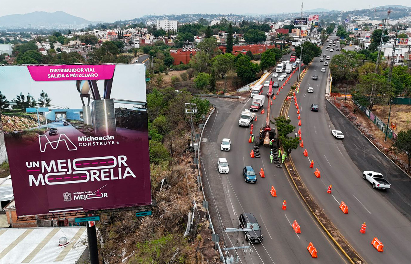 México: Avanzan las obras del distribuidor vial salida Pátzcuaro sin cierres vehiculares