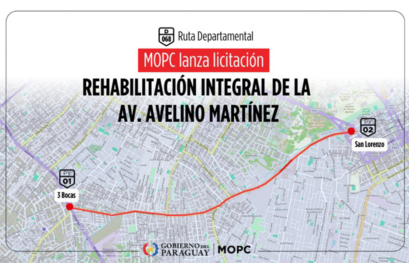 Paraguay lanza licitación para rehabilitación de la avenida Avelino Martínez