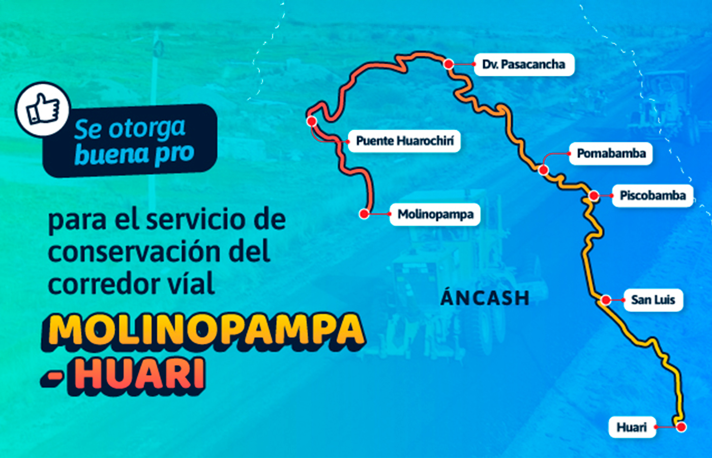 Perú adjudica servicio de conservación del corredor Molinopampa – Huari 
