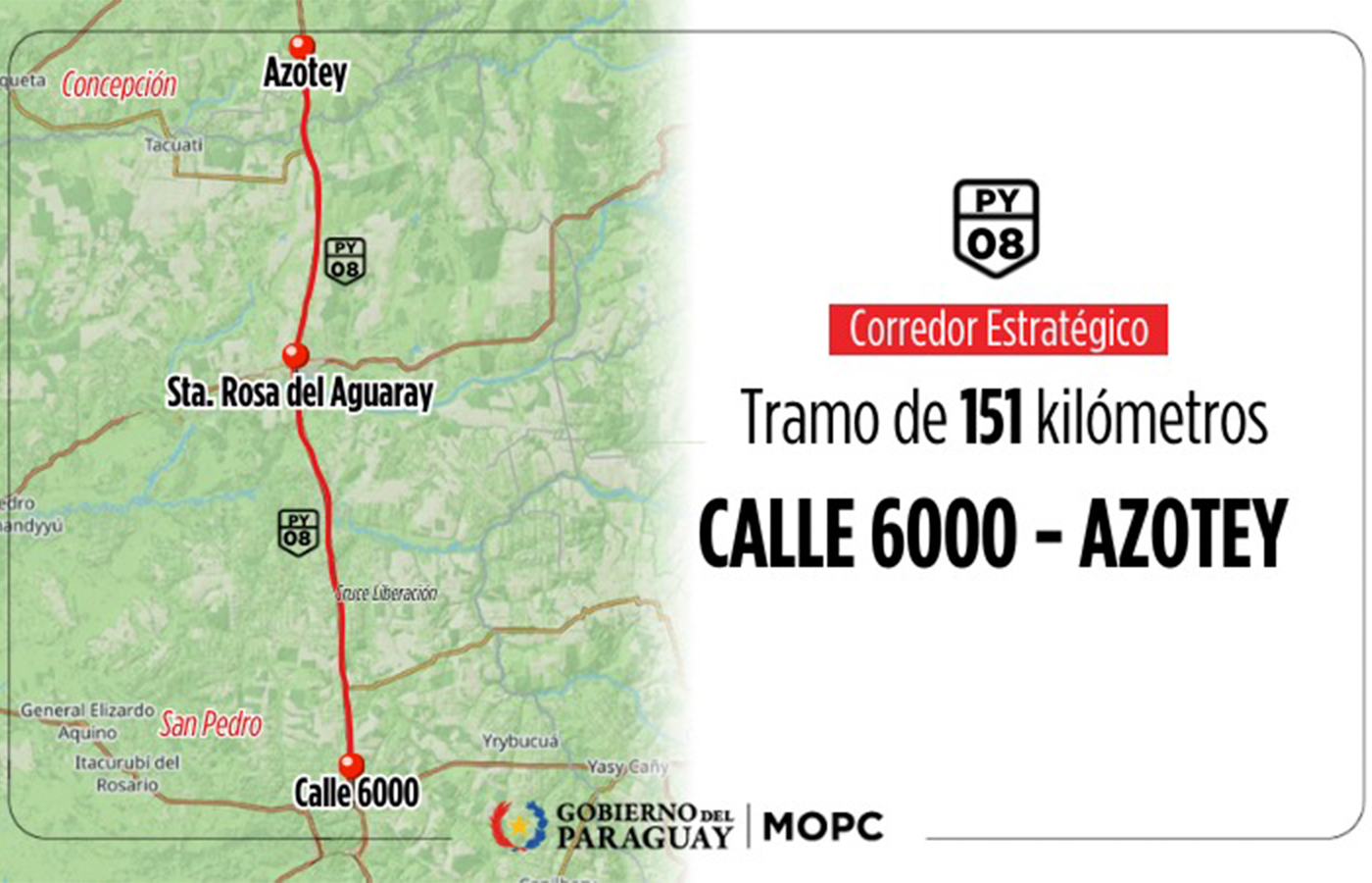 Paraguay: Abren licitación para mantenimiento de 151 km de la Ruta PY08 